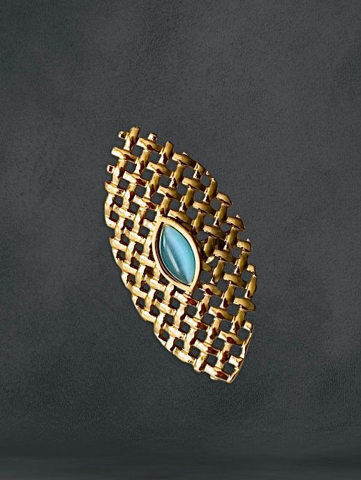 Bague Christina – Talisman doré  et pierre turquoise